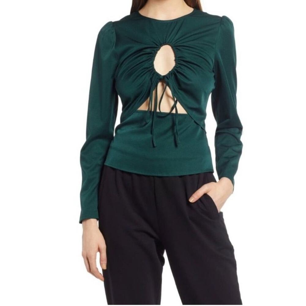 Open Edit Sz. XXS Long Sleeve Blouse with Front Cut Outs Sexy Nightime Club